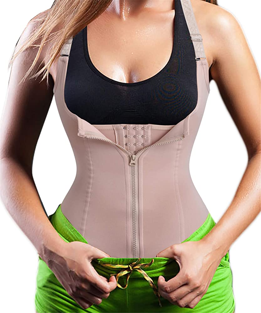 Underbust Corset Waist Trainer Cincher Steel Boned Body Shaper Vest with Adjustable Straps