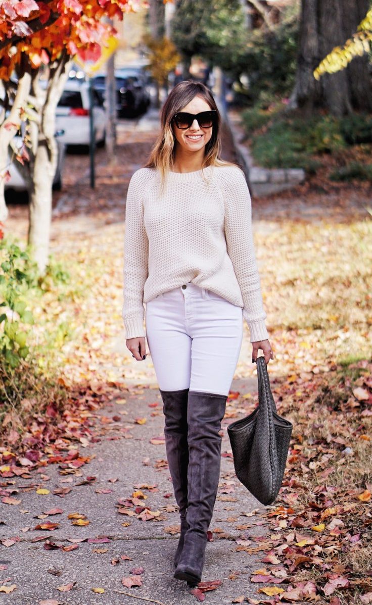 Riding knee high boots White jeans