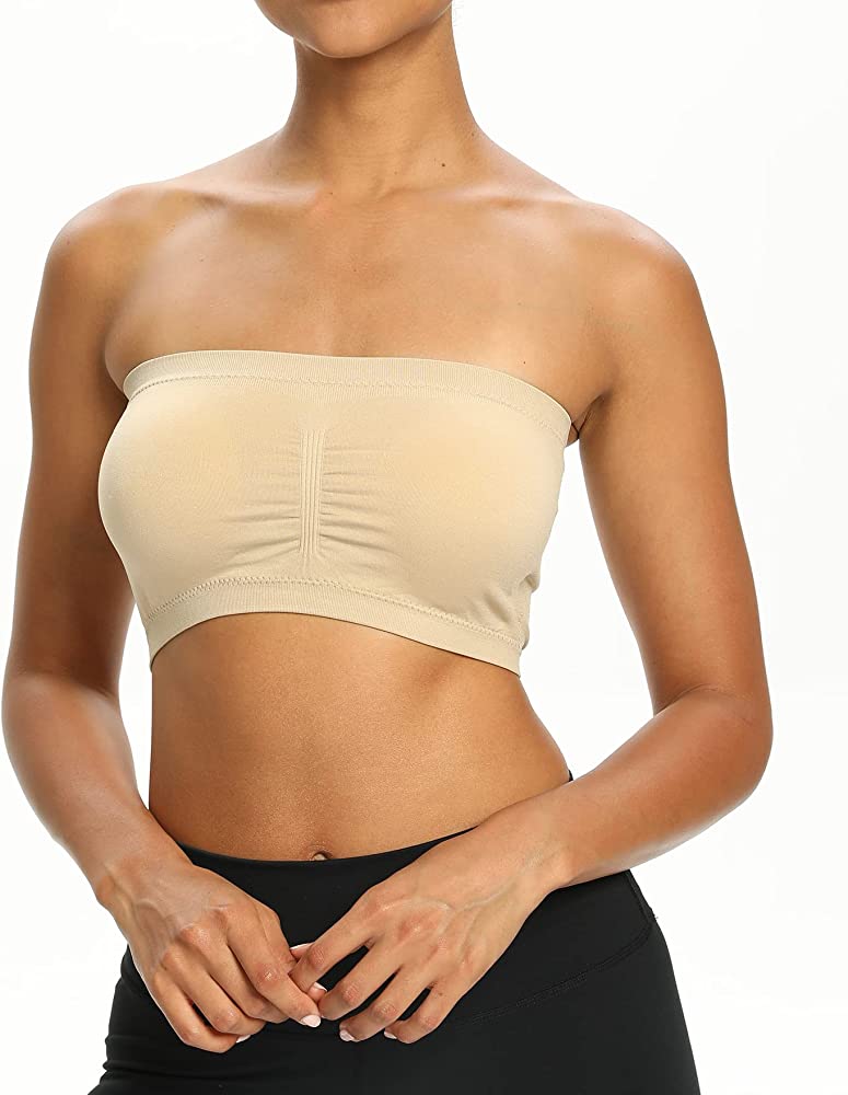 Venbond Womens Seamless Bandeau Crop Top Bra Strapless Padded Bralette