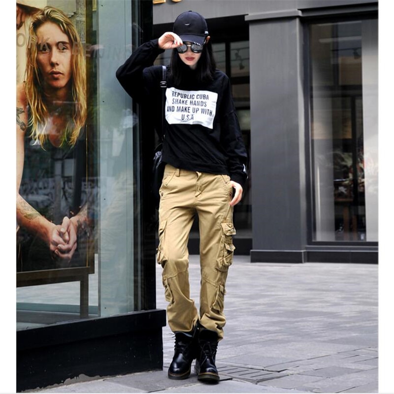 New Cargo Pants Women Fashion Women Pants Summer Loose More Pocket Zipper Women Trousers Pants 