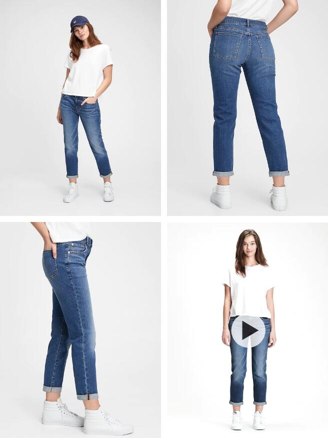 Mid Rise Girlfriend Jeans With Washwell