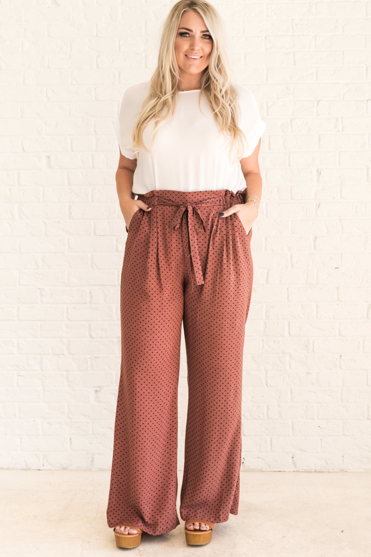 On The Dot Mauve Palazzo Pants | Plus Size Palazzo Pants