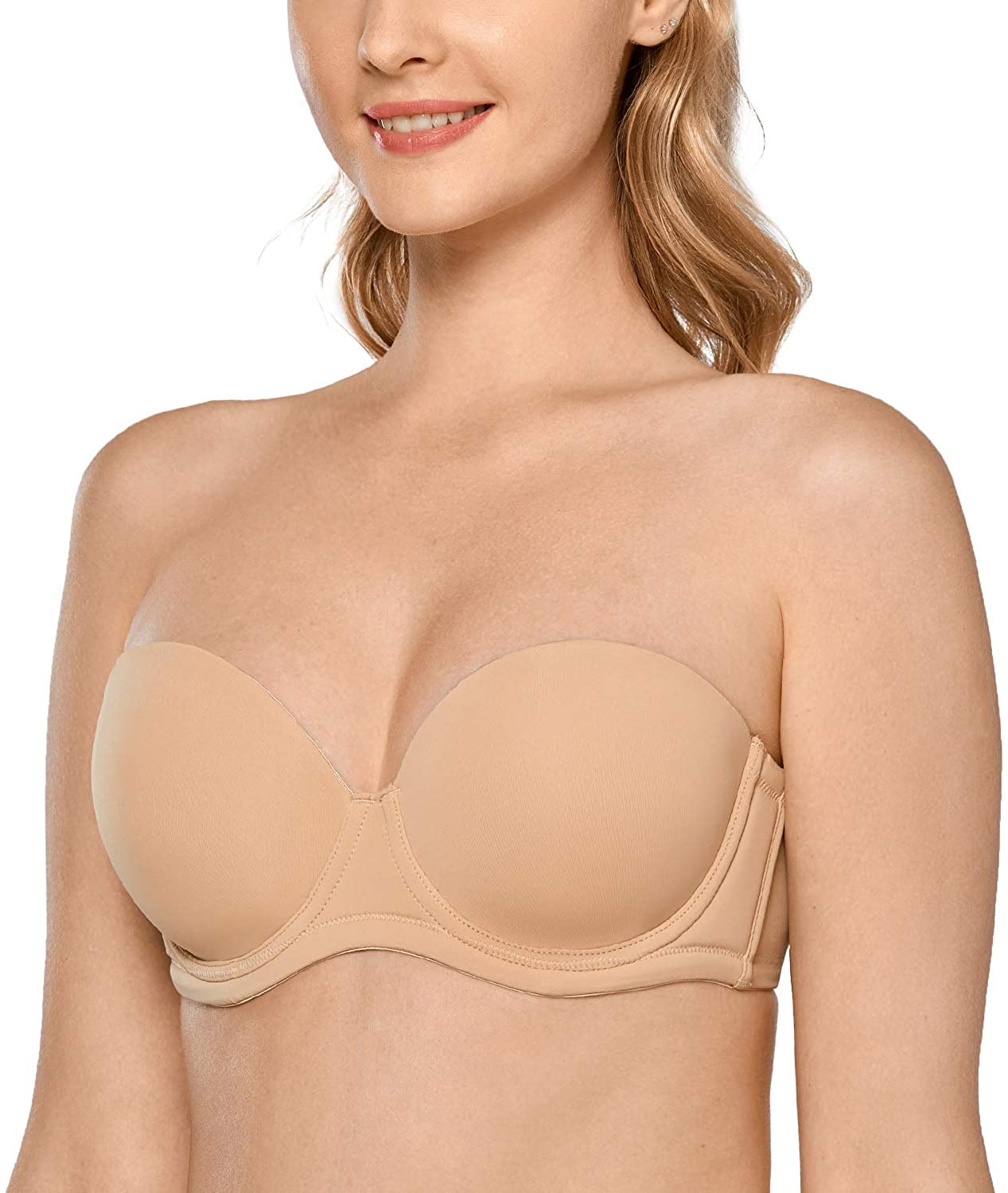 DELIMIRA - Women's Plus-size Uwire Contour Full-cover Strapless Bra