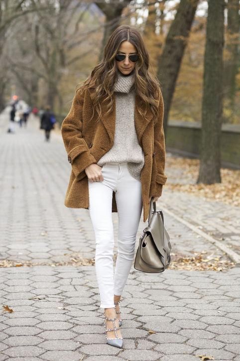 Are You Wearing Your Winter White Jeans the Right Way? | How to wear white jeans, White jeans winter, White denim outfit