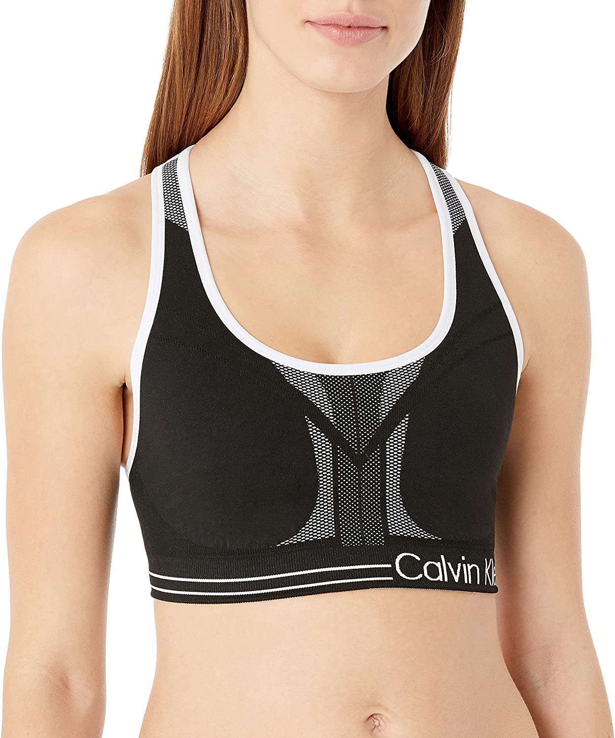 Calvin Klein Women\'s Performance Moisture Wicking Medium Impact Reversible Seamless Sports Bra