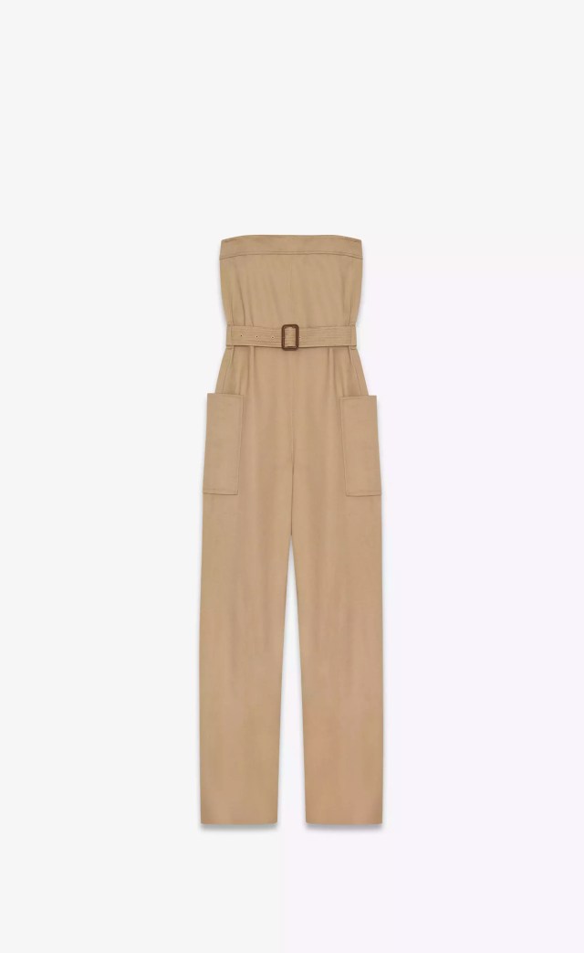 Strapless Jumpsuit In Cotton Gabardine