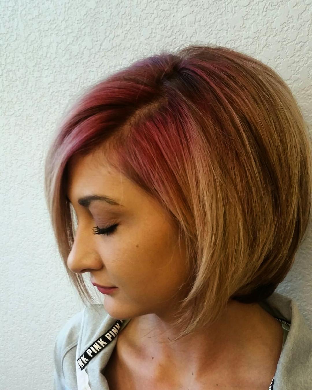 short pink balayage bob hairstyle